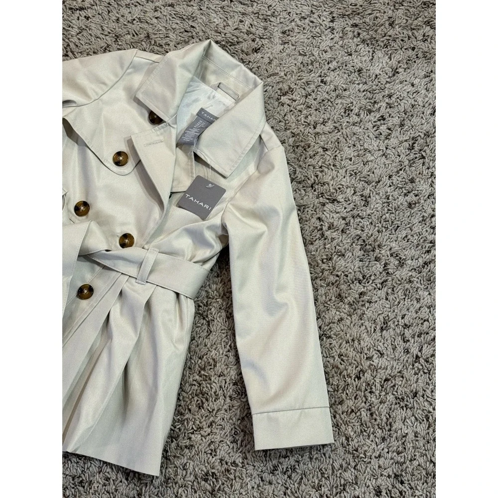 Tahari Kids Girls Trench Coat 2T Beige Belted‎ Double Breasted Classic Jacket
